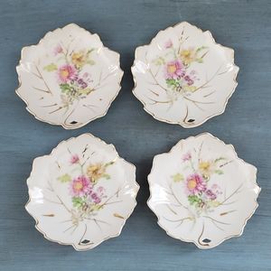 Handpainted Porcelain Leaf Shaped Dishes